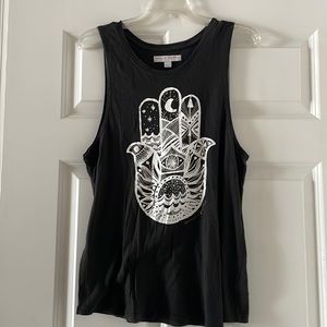 SPIRITUAL GANGSTER FLOWY SOFT MUSCLE GRAPHIC TANK..HAMSA DESIGN